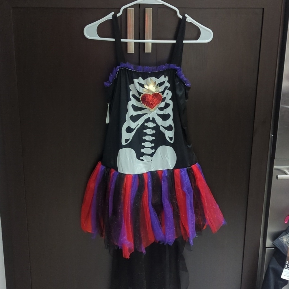 Teen Skeleton Queen Kids Costume With Head Piece- Size Large 13-16 Adult XS - Picture 2 of 7